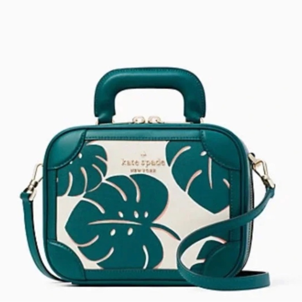 HP**Kate Spade Traveler Trunk Monstera Leaves Crossbody